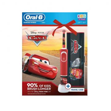 ORAL-B Vitality Kids D100 Cars - elektryczna szczoteczka dla dzieci Auta powyżej 3 lat plus Etui podróżne